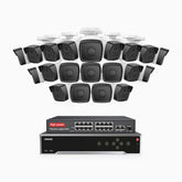 H500 - 5MP 32 Channel 20 Cameras PoE Security CCTV System, EXIR 2.0 Night Vision, Built-in Mic & SD Card Slot, Works with Alexa, 16-Port PoE Switch Included, IP67