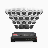 H500 - 5MP 32 Channel PoE Security CCTV System with 4 Bullet & 20 Turret Cameras, EXIR 2.0 Night Vision, Built-in Mic & SD Card Slot, Works with Alexa, 16-Port PoE Switch Included, IP67