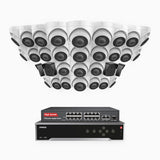 H500 - 5MP 32 Channel PoE Security CCTV System with 4 Bullet & 28 Turret Cameras, EXIR 2.0 Night Vision, Built-in Mic & SD Card Slot, Works with Alexa, 16-Port PoE Switch Included, IP67