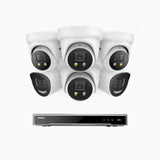 H800X - 4K 16 Channel PoE Security System with 2 Bullet & 4 Turret Cameras, 1/1.8'' BSI Sensor, f/1.6 Aperture (0.003 Lux), Siren & Strobe Alarm, 2CH 4K Decoding Capability, Human & Vehicle Detection, Perimeter Protection, All-Metal Housing