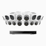 H800X - 4K 16 Channel PoE Security System with 6 Bullet & 10 Turret Cameras, 1/1.8'' BSI Sensor, f/1.6 Aperture (0.003 Lux), Siren & Strobe Alarm, 2CH 4K Decoding Capability, Human & Vehicle Detection, Perimeter Protection, All-Metal Housing