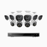 H800X - 4K 16 Channel PoE Security System with 6 Bullet & 4 Turret Cameras, 1/1.8'' BSI Sensor, f/1.6 Aperture (0.003 Lux), Siren & Strobe Alarm, 2CH 4K Decoding Capability, Human & Vehicle Detection, Perimeter Protection, All-Metal Housing