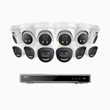 H800X - 4K 16 Channel PoE Security System with 6 Bullet & 6 Turret Cameras, 1/1.8'' BSI Sensor, f/1.6 Aperture (0.003 Lux), Siren & Strobe Alarm, 2CH 4K Decoding Capability, Human & Vehicle Detection, Perimeter Protection, All-Metal Housing