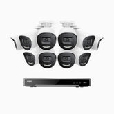 H800X - 4K 16 Channel 10 Cameras PoE Security System, 1/1.8'' BSI Sensor, f/1.6 Aperture (0.003 Lux), Siren & Strobe Alarm, 2CH 4K Decoding Capability, Human & Vehicle Detection, Perimeter Protection, All-Metal Housing