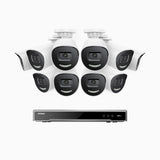 H800X - 4K 16 Channel 10 Cameras PoE Security System, 1/1.8'' BSI Sensor, f/1.6 Aperture (0.003 Lux), Siren & Strobe Alarm, 2CH 4K Decoding Capability, Human & Vehicle Detection, Perimeter Protection, All-Metal Housing