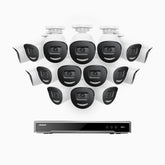 H800X - 4K 16 Channel 16 Cameras PoE Security System, 1/1.8'' BSI Sensor, f/1.6 Aperture (0.003 Lux), Siren & Strobe Alarm, 2CH 4K Decoding Capability, Human & Vehicle Detection, Perimeter Protection, All-Metal Housing