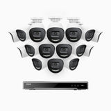 H800X - 4K 16 Channel 16 Cameras PoE Security System, 1/1.8'' BSI Sensor, f/1.6 Aperture (0.003 Lux), Siren & Strobe Alarm, 2CH 4K Decoding Capability, Human & Vehicle Detection, Perimeter Protection, All-Metal Housing