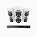 H800X - 4K 16 Channel 6 Cameras PoE Security System, 1/1.8'' BSI Sensor, f/1.6 Aperture (0.003 Lux), Siren & Strobe Alarm, 2CH 4K Decoding Capability, Human & Vehicle Detection, Perimeter Protection, All-Metal Housing