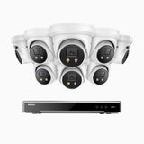 H800X - 4K 16 Channel 8 Cameras PoE Security System, 1/1.8'' BSI Sensor, f/1.6 Aperture (0.003 Lux), Siren & Strobe Alarm, 2CH 4K Decoding Capability, Human & Vehicle Detection, Perimeter Protection, All-Metal Housing