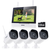 ANNKE 2K Wireless Security Camera System with 7'' Monitor, 5MP 4CH Touchscreen NVR, 4X 3MP Outdoor WiFi Camera, 100ft Night Vision, Two-Way Audio, Human Detection, 24/7 Recording, 128GB SD Card