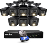 ANNKE CCTV Camera System Outdoor, Smart Human/Vehicle Detection, 8X 1080P Security Bullet Cameras and 3K Lite 8CH Surveillance DVR with 1TB HDD,Dual Light with Color Night Vision,IP67 Weatherproof