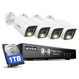 ANNKE 2-Way Audio 8CH DVR 3K Security Camera System, 4X 5MP CCTV White Wired Cams with Color Night Vision, AI Motion Detection, Smart AcuSearch, IP67, 1TB HDD for Surveillance