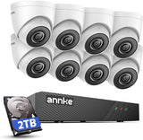 ANNKE 8CH PoE CCTV Camera System with 4K NVR & 2TB HDD - 8x Outdoor Turret IP Cameras, AI Human/Vehicle Detection, 30m Colour Night Vision, IP67 Weatherproof, App Remote Access for Home Security