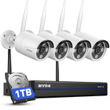 ANNKE 4K 16CH Wireless CCTV Camera System, 4pcs 8MP Metal Security Camera Outdoor with Color Night Vision, 1TB HDD for 24/7 Recording, 5G & 2.4G WiFi, Two Way Audio, Human Detection, Alarm Lights