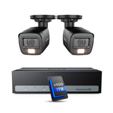 ANNKE 8 Channel 3K Lite Digital Video Recorder with SSD Internal Solid State Hard Drive 1TB, Human/Vehicle Detection, 2x 1920TVL 2MP Home Security Cams, Color Night Vision, Hardware Encryption, IP67
