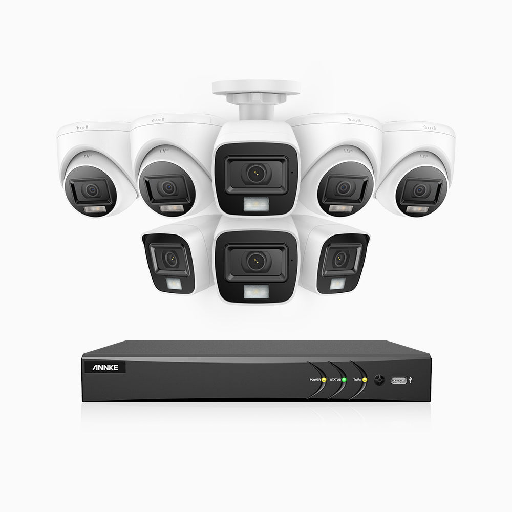 ADLK800 - 4K 8 Channel Dual Light Wired CCTV Security System with 4 Bullet & 4 Turret Cameras, Color & IR Night Vision, 3840x2160@20fps, F/1.6 Super Aperture, 4-In-1 Output Signal, IP67