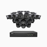 EL200 - 1080p 16 Channel Outdoor Wired Security CCTV System with 8 Bullet & 8 Turret Cameras, 3.6 MM Lens, Smart DVR with Human & Vehicle Detection, 66 ft Infrared Night Vision, 4-in-1 Output Signal, IP67