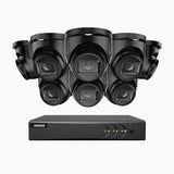 EL200 - 1080p 8 Channel Outdoor Wired Security CCTV System with 8 Cameras, 3.6 MM Lens, Smart DVR with Human & Vehicle Detection, 66 ft Infrared Night Vision, 4-in-1 Output Signal, IP67