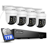 ANNKE Wired Outdoor Surveillance Camera Set, 8 Channel 5MP DVR with 4 PT Cameras, One Way Audio, AI Human & Vehicle Detection, Clear Night Vision, 1TB Hard Drive for 24/7 Recording, Weatherproof