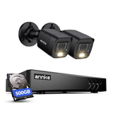 ANNKE 4CH 5MP CCTV Surveillance System with 500G HDD, 2x 2MP Security Cams Colour Night Vision Home Wired Bullet Camera, IP67, Human/Vehicle Detection, Email Alert & Mobile App Remote Access
