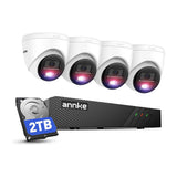 ANNKE 3K PoE CCTV Camera System Outdoor, 4x Wired Security IP with Spotlights Human/Vehicle Detection Color Night Vision 8CH NVR 2TB Hard Drive for 24/7 Audio Recording