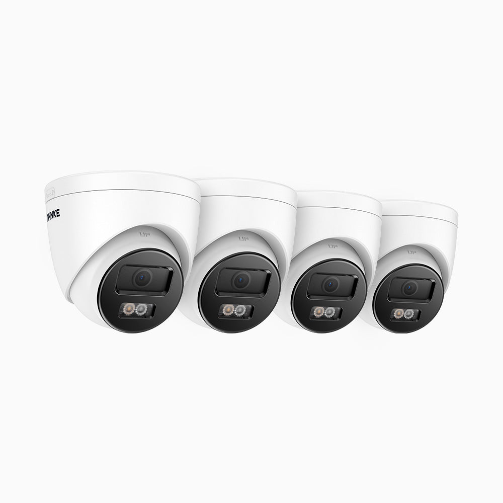 C800 - 4 Pcs 4K Ultra HD Outdoor PoE Security CCTV Camera, EXIR 2.0 Night Vision, Built-in Microphone & SD Card Slot, RTSP Supported