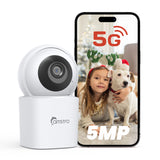 5MP Super HD Indoor Security PT WiFi IP Camera - Pan & Tilt, No Monthly Fee, AI Detection, Dog Puppy, Baby Monitor, 2-way Talk, Night Vision, Baby & Pet Monitor
