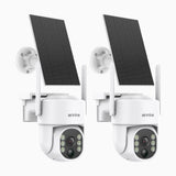 WB400 - 2PCS 4MP Wireless Outdoor Battery Security Camera, 2.4G & 5.8G Dual-Band WiFi, Motion Detection, Two-Way Audio, 9000mAh Rechargeable Battery & Solar Powered, 270° Pan & 90° Tilt, Cloud & Max. 256 GB Local Storage, Works with Alexa