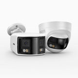 FCD800 - 2-Pack 4K 8MP Seamless Dual-Lens Outdoor PoE Security Camera, 77° Vertical FOV, 180° Panoramic Coverage, Smart Color Night Vision & Active Deterrence, Two-Way Audio