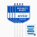 4PCS ANNKE 10" Heavy Duty 100% Aluminum Security Sign, with Ground Stake & 32 Window Stickers, Reflective & Fade Resistant Outdoor Surveillance Warning Sign for Home, Yard, Property Protection