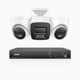 H800 - 4K 4 Channel PoE Security CCTV System with 1 Bullet & 2 Turret Cameras, Human & Vehicle Detection, Colour & IR Night Vision, Built-in Mic, RTSP Supported