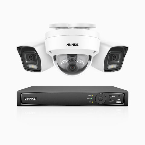 H800 - 4K 4 Channel PoE Security System with 2 Bullet & 1 Dome (IK10) Cameras, Vandal-Resistant, Human & Vehicle Detection, Colour & IR Night Vision, Built-in Mic, RTSP Supported