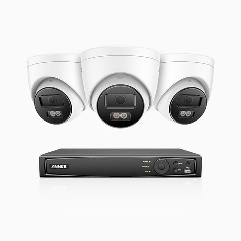 H800 - 4K 4 Channel 3 Cameras PoE Security CCTV System, Human & Vehicle Detection, Colour & IR Night Vision, Built-in Mic, RTSP Supported