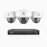 AZH800 - 4K 4 Channel 3 Cameras PoE Security System, 4X Optical Zoom, 2.8 - 12 MM Motorized Varifocal Lens, Smart Dual Light Night Vision, Motion Detection 2.0, Built-In Microphone, Siren & Strobe Alarm, Upgraded Version