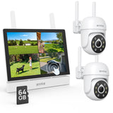 ANNKE 3K Wireless Security Camera System with 7" Touchscreen, 4CH NVR, 2PCS PTZ Security Cameras, Human Detection, Color Night Vision, Auto Tacking, Two Way Audio, 24/7 Recording, 64GB