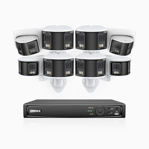 FDH600 - 16 Channel PoE Security System with 6 Bullet & 2 Turret Dual Lens Cameras, 6MP Resolution, 180° Ultra Wide Angle, f/1.2 Super Aperture, Built-in Microphone, Active Siren & Alarm, Human & Vehicle Detection, 2-Way Audio