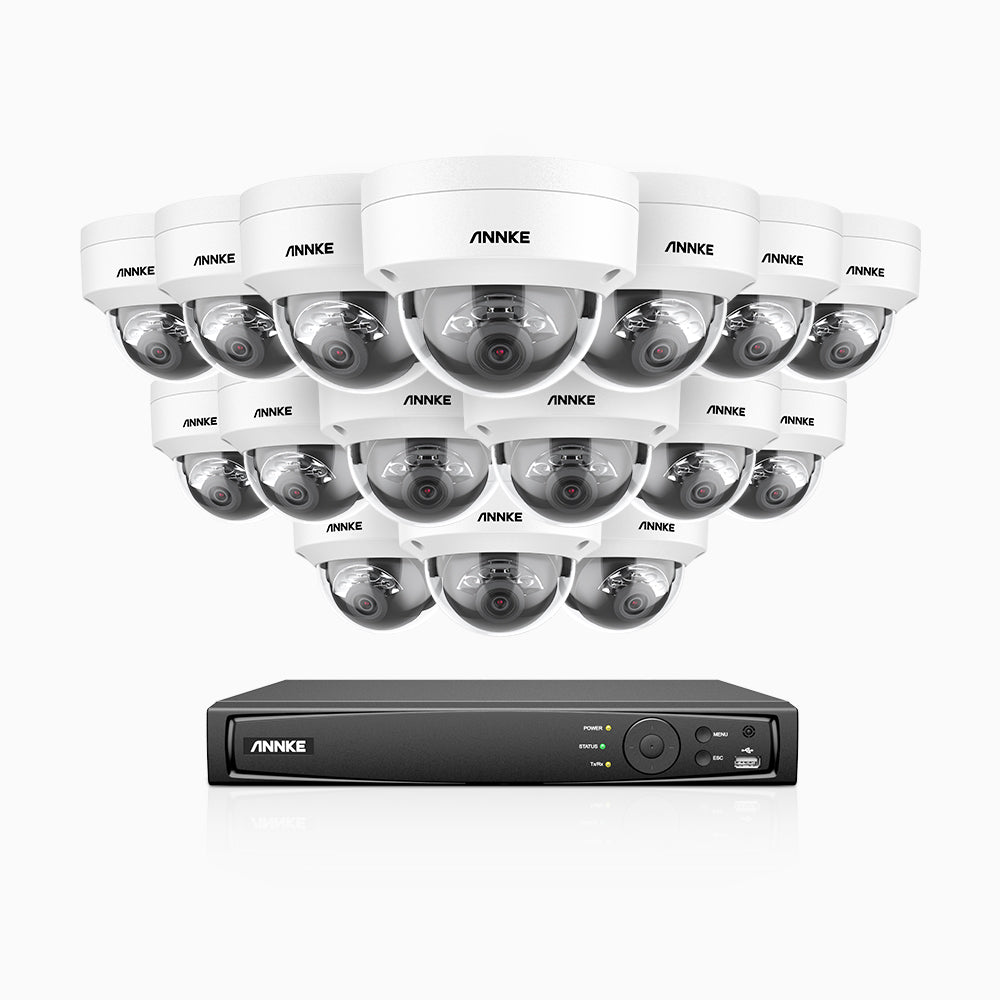 H1200 - 4K 12MP 16 Channel 16 Cameras PoE Security System, Colour & IR Night Vision, Human & Vehicle Detection, H.265+, Built-in Microphone, Max. 512 GB Local Storage, IP67