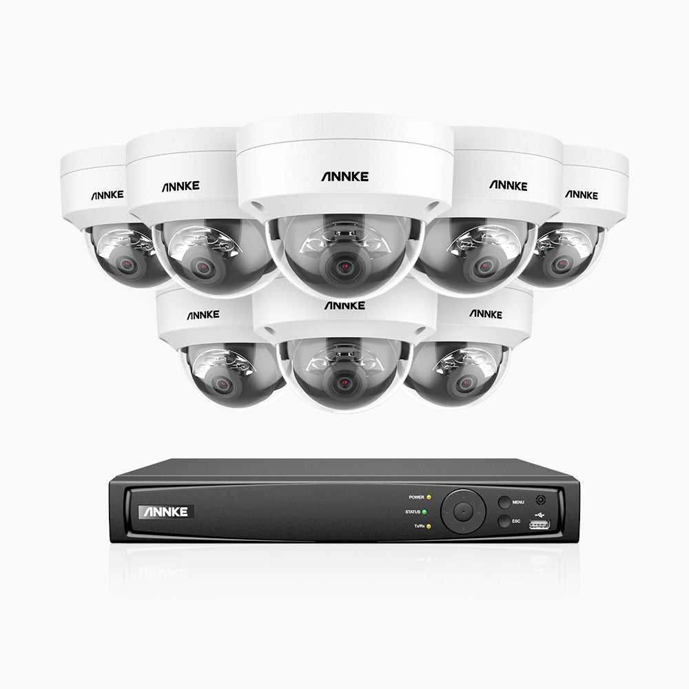 H1200 - 4K 12MP 16 Channel 8 Cameras PoE Security System, Colour & IR Night Vision, Human & Vehicle Detection, H.265+, Built-in Microphone, Max. 512 GB Local Storage, IP67