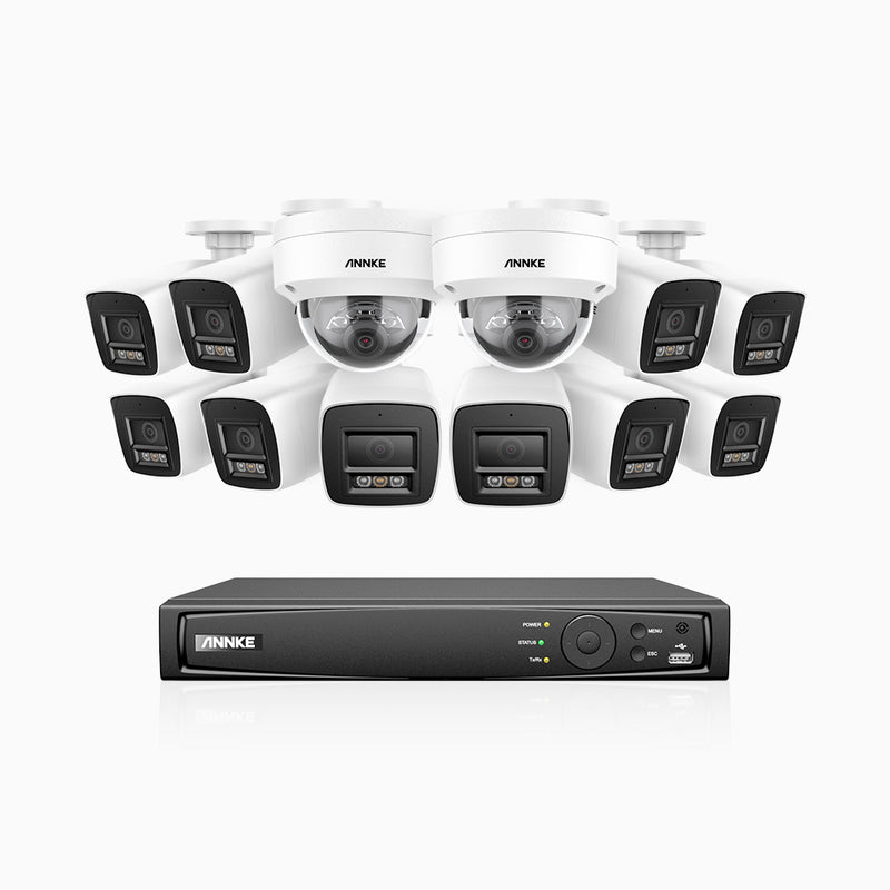 H800 - 4K 16 Channel PoE Security CCTV System with 10 Bullet & 2 Dome (IK10) Cameras, Vandal-Resistant, Human & Vehicle Detection, Colour & IR Night Vision, Built-in Mic, RTSP Supported