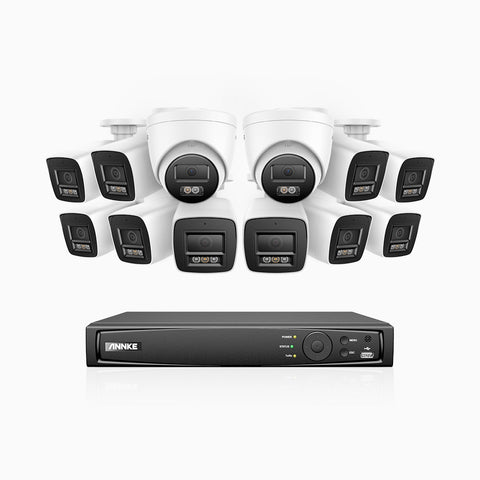 H800 - 4K Ultra HD 16 Channel PoE Security CCTV System with 10 Bullet & 2 Turret Cameras, Colour & IR Night Vision, Built-in Mic, RTSP Supported
