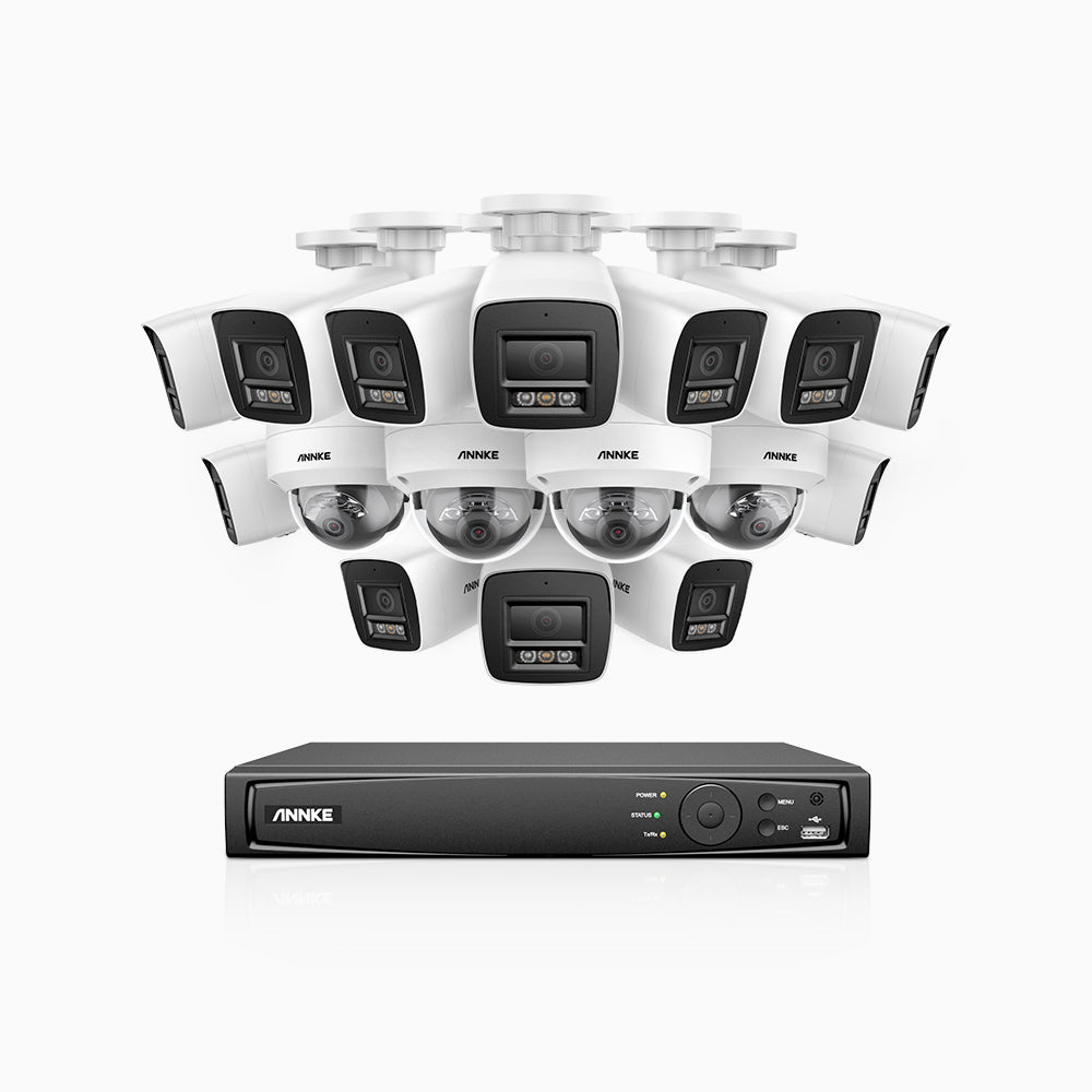 H800 - 4K 16 Channel PoE Security CCTV System with 12 Bullet & 4 Dome (IK10) Cameras, Vandal-Resistant, Human & Vehicle Detection, Colour & IR Night Vision, Built-in Mic, RTSP Supported