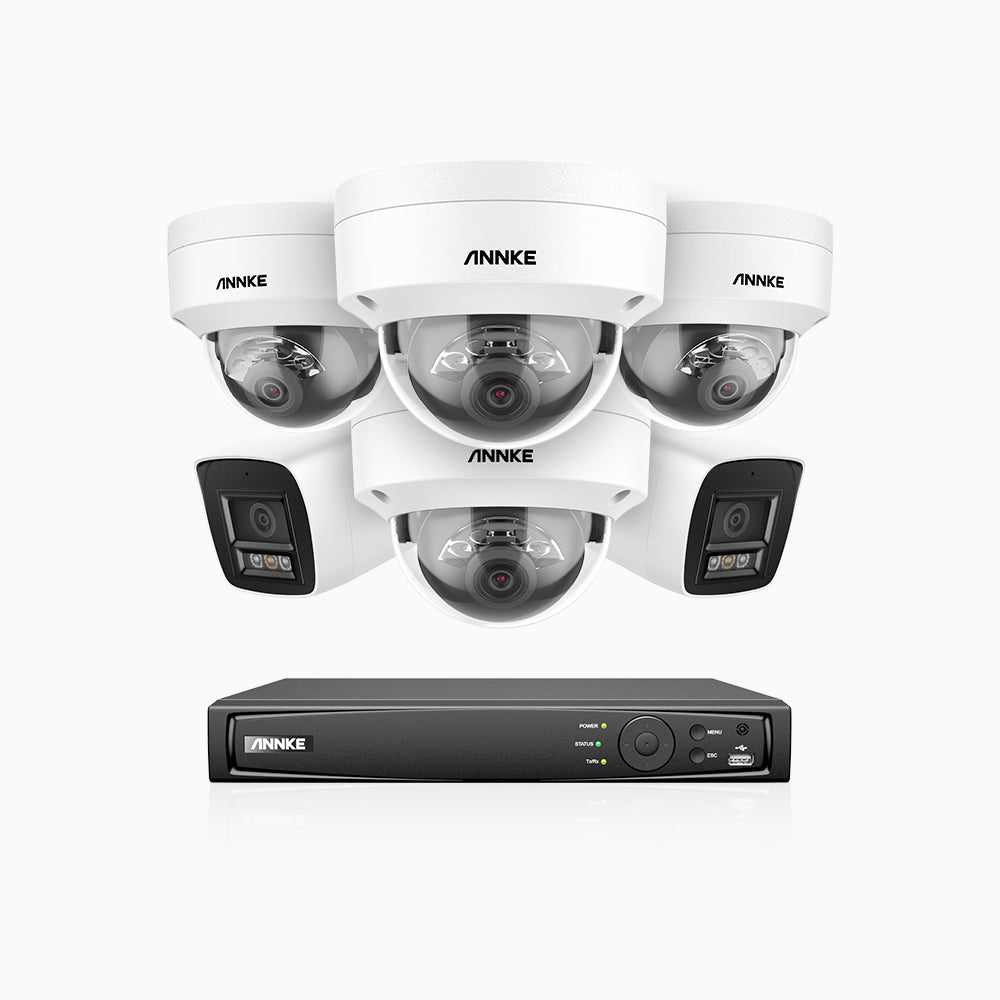 H800 - 4K 16 Channel PoE Security CCTV System with 2 Bullet & 4 Dome (IK10) Cameras, Vandal-Resistant, Human & Vehicle Detection, Colour & IR Night Vision, Built-in Mic, RTSP Supported