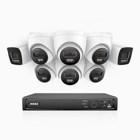 H800 - 4K 16 Channel PoE Security CCTV System with 2 Bullet & 6 Turret Cameras, Human & Vehicle Detection, Colour & IR Night Vision, Built-in Mic, RTSP Supported