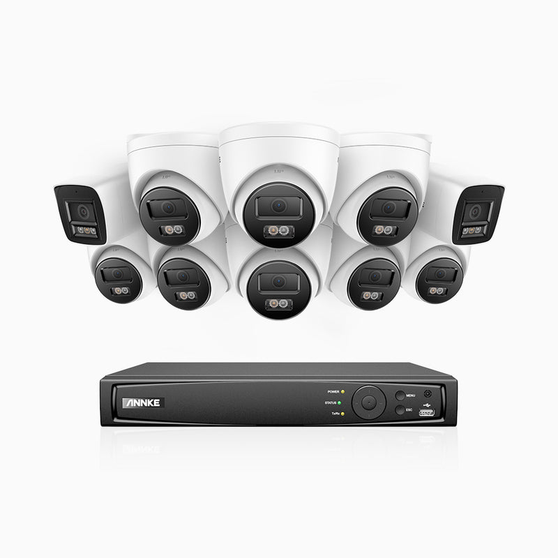 H800 - 4K 16 Channel PoE Security CCTV System with 2 Bullet & 8 Turret Cameras, Human & Vehicle Detection, Built-in Mic, Colour & IR Night Vision, RTSP Supported