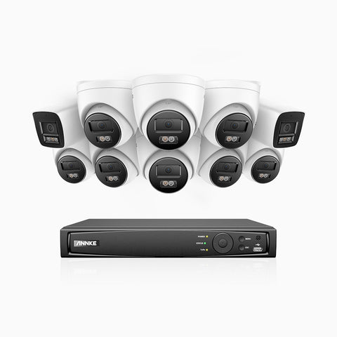 H800 - 4K 16 Channel PoE Security CCTV System with 2 Bullet & 8 Turret Cameras, Human & Vehicle Detection, Built-in Mic, Colour & IR Night Vision, RTSP Supported