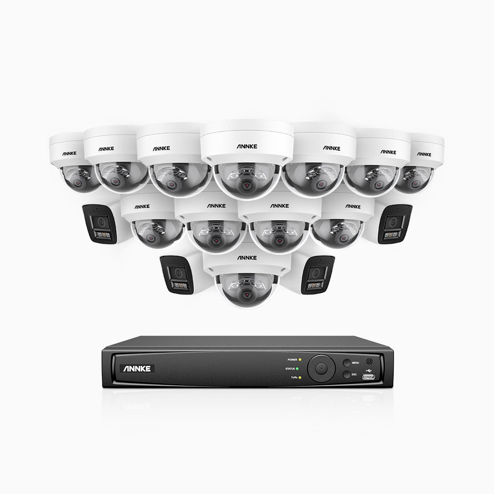 H800 - 4K 16 Channel PoE Security CCTV System with 4 Bullet & 12 Dome (IK10) Cameras, , Vandal-Resistant, Human & Vehicle Detection, Colour & IR Night Vision, Built-in Mic, RTSP Supported