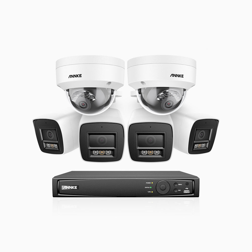 H800 - 4K 16 Channel PoE Security System with 4 Bullet & 2 Dome (IK10) Cameras, Vandal-Resistant, Human & Vehicle Detection, Colour & IR Night Vision, Built-in Mic, RTSP Supported