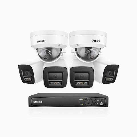 H800 - 4K 16 Channel PoE Security System with 4 Bullet & 2 Dome (IK10) Cameras, Vandal-Resistant, Human & Vehicle Detection, Colour & IR Night Vision, Built-in Mic, RTSP Supported