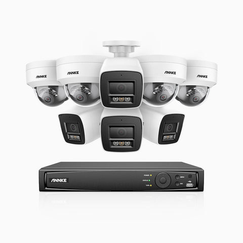 H800 - 4K 16 Channel PoE Security CCTV System with 4 Bullet & 4 Dome (IK10) Cameras, Vandal-Resistant, Human & Vehicle Detection, Colour & IR Night Vision, Built-in Mic, RTSP Supported