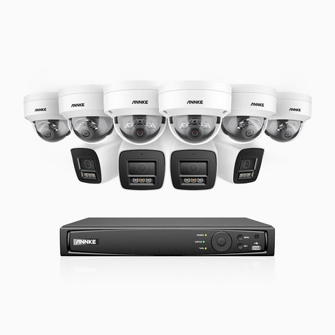 H800 - 4K 16 Channel PoE Security CCTV System with 4 Bullet & 6 Dome (IK10) Cameras, Vandal-Resistant, Human & Vehicle Detection, Built-in Mic, Colour & IR Night Vision, RTSP Supported